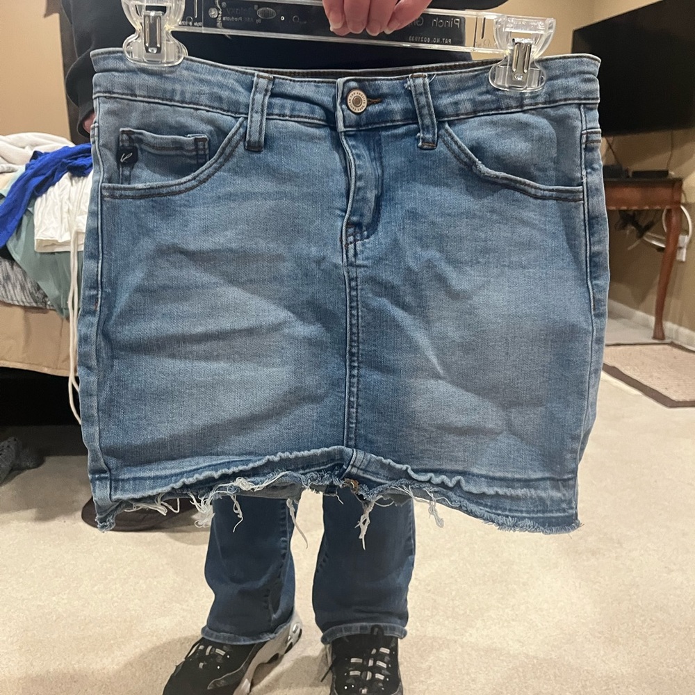 denim mini skirt
